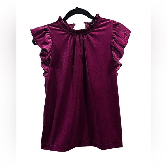 Velvet flutter sleeve top - Picture 1 of 3
